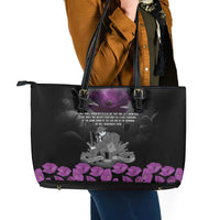 ANZAC Day Remembrance Leather Tote Bag Purple Poppy We Will Remember Them LT9 - Polynesian Pride