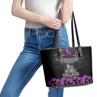 ANZAC Day Remembrance Leather Tote Bag Purple Poppy We Will Remember Them LT9 - Polynesian Pride
