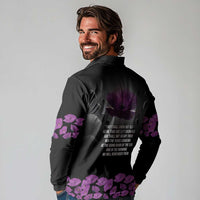 ANZAC Day Remembrance Long Sleeve Polo Shirt Purple Poppy We Will Remember Them