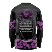 ANZAC Day Remembrance Long Sleeve Shirt Purple Poppy We Will Remember Them