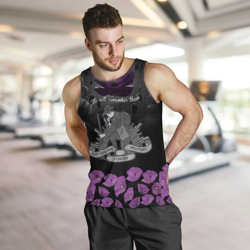 ANZAC Day Remembrance Men Tank Top Purple Poppy We Will Remember Them LT9 Purple - Polynesian Pride