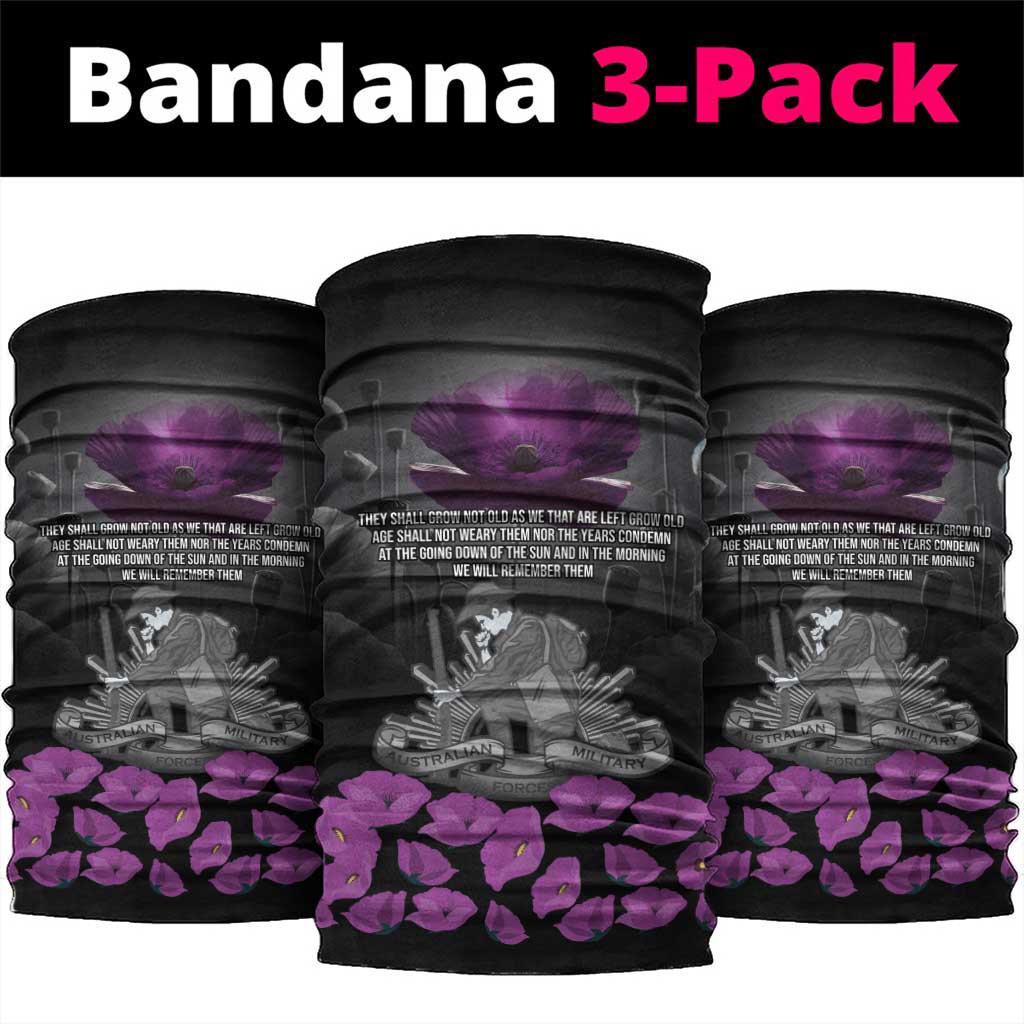 ANZAC Day Remembrance Neck Gaiter Purple Poppy We Will Remember Them LT9 package One Size: 25*50cm Purple - Polynesian Pride