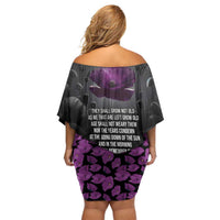ANZAC Day Remembrance Off Shoulder Short Dress Purple Poppy We Will Remember Them