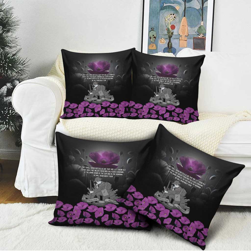 ANZAC Day Remembrance Pillow Cover Purple Poppy We Will Remember Them LT9 - Polynesian Pride