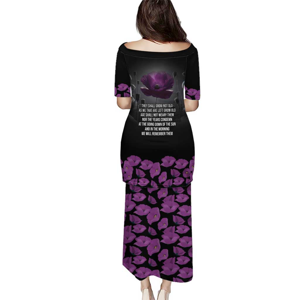ANZAC Day Remembrance Puletasi Purple Poppy We Will Remember Them LT9 - Polynesian Pride