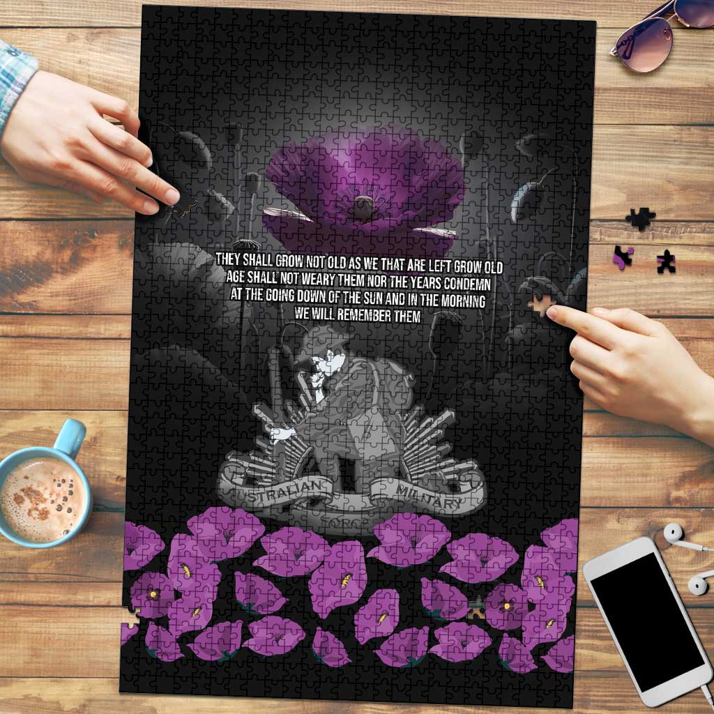 ANZAC Day Remembrance Puzzle Purple Poppy We Will Remember Them LT9 Purple - Polynesian Pride