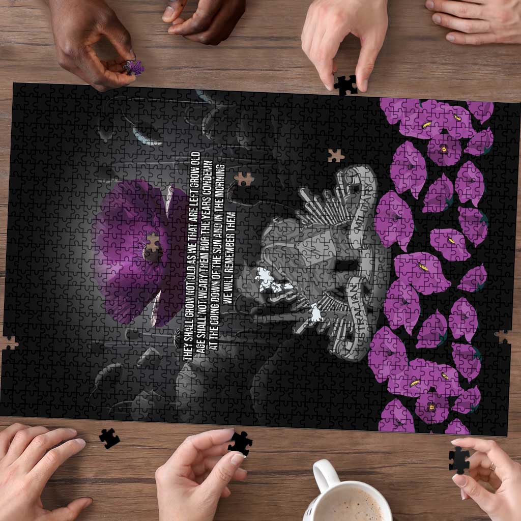 ANZAC Day Remembrance Puzzle Purple Poppy We Will Remember Them LT9 - Polynesian Pride
