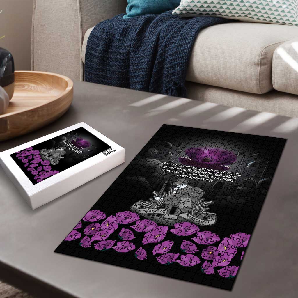 ANZAC Day Remembrance Puzzle Purple Poppy We Will Remember Them LT9 - Polynesian Pride
