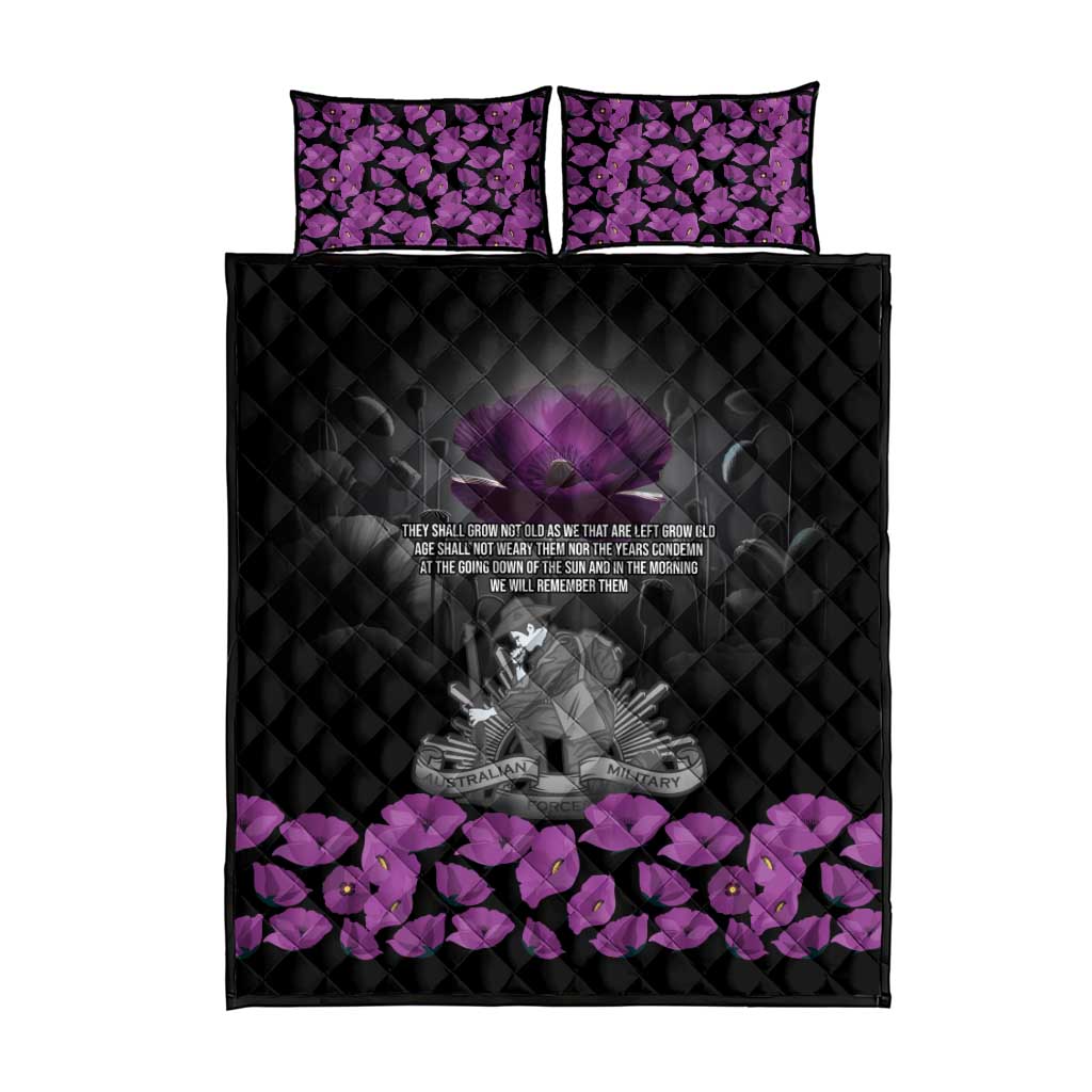 ANZAC Day Remembrance Quilt Bed Set Purple Poppy We Will Remember Them LT9 - Polynesian Pride