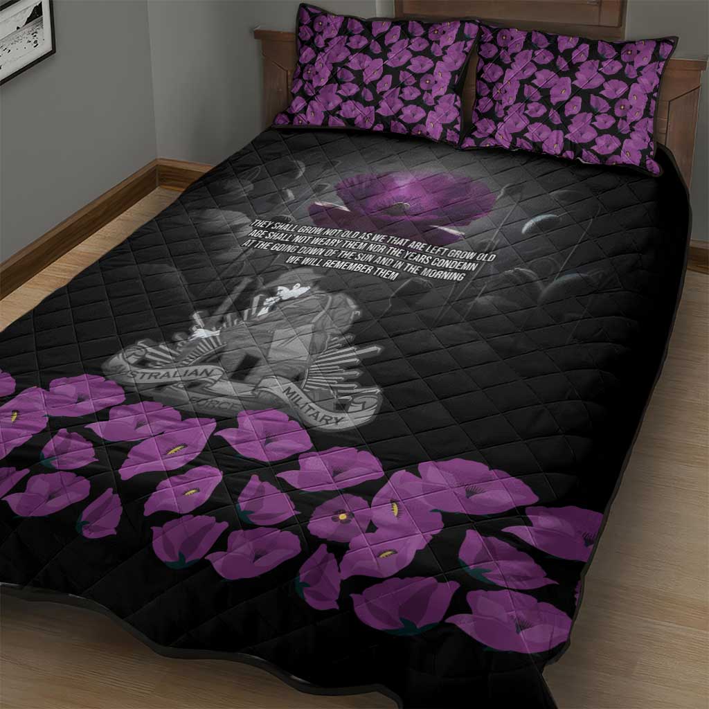 ANZAC Day Remembrance Quilt Bed Set Purple Poppy We Will Remember Them LT9 - Polynesian Pride
