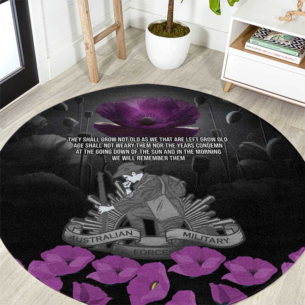 ANZAC Day Remembrance Round Carpet Purple Poppy We Will Remember Them LT9 Purple - Polynesian Pride