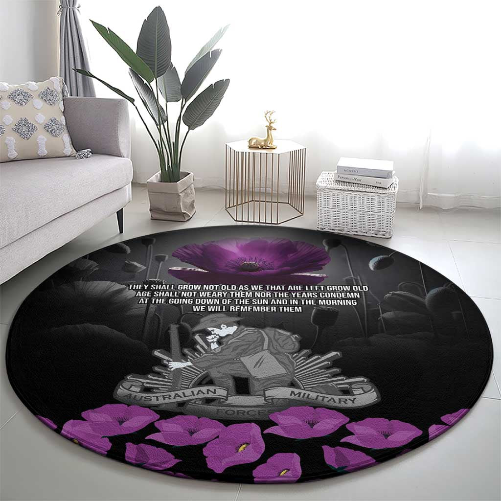 ANZAC Day Remembrance Round Carpet Purple Poppy We Will Remember Them LT9 - Polynesian Pride