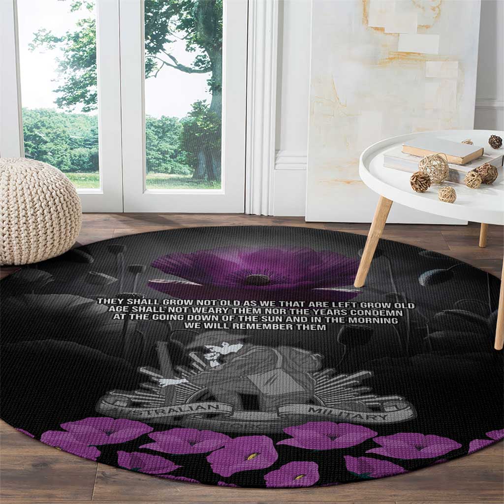 ANZAC Day Remembrance Round Carpet Purple Poppy We Will Remember Them LT9 - Polynesian Pride