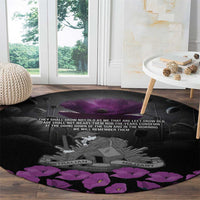 ANZAC Day Remembrance Round Carpet Purple Poppy We Will Remember Them LT9 - Polynesian Pride