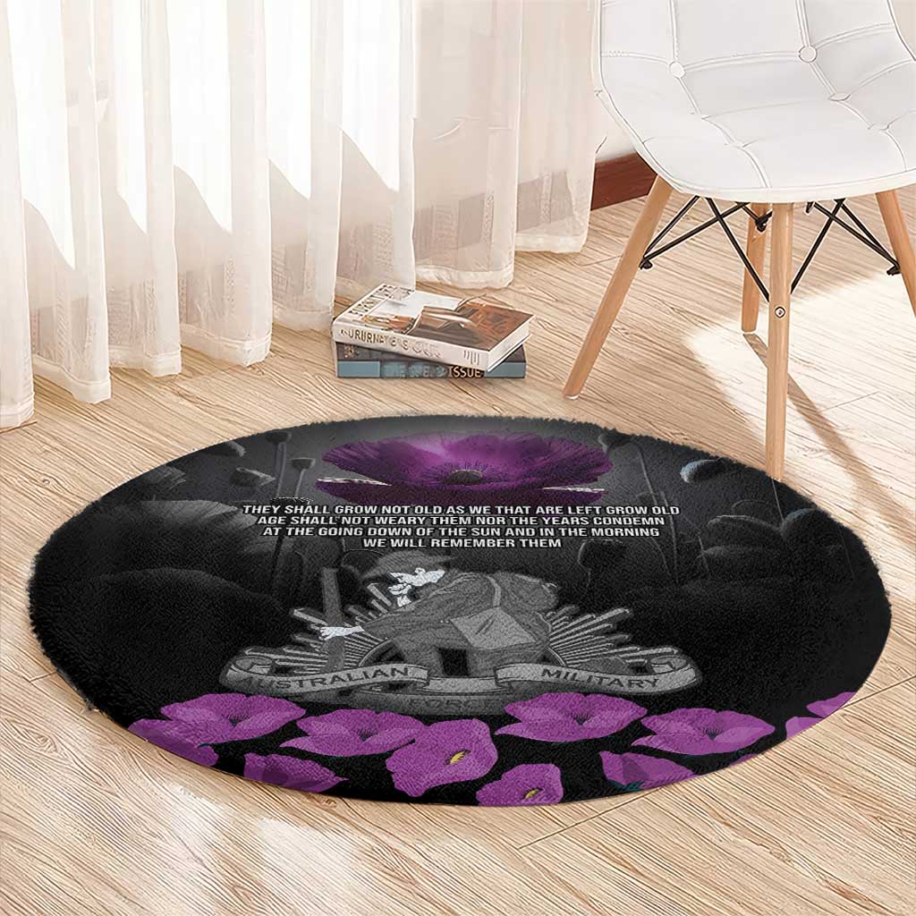 ANZAC Day Remembrance Round Carpet Purple Poppy We Will Remember Them LT9 - Polynesian Pride