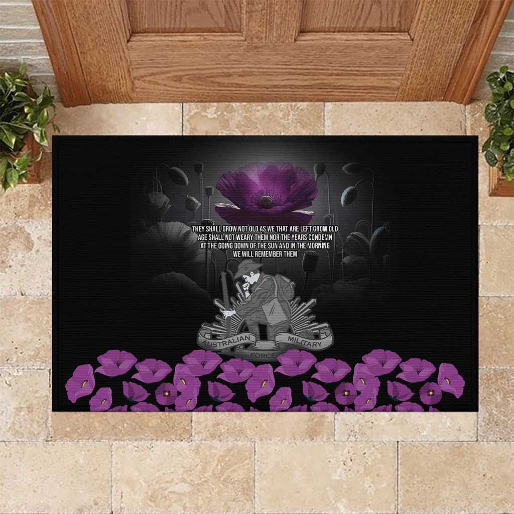 ANZAC Day Remembrance Rubber Doormat Purple Poppy We Will Remember Them LT9 Purple - Polynesian Pride