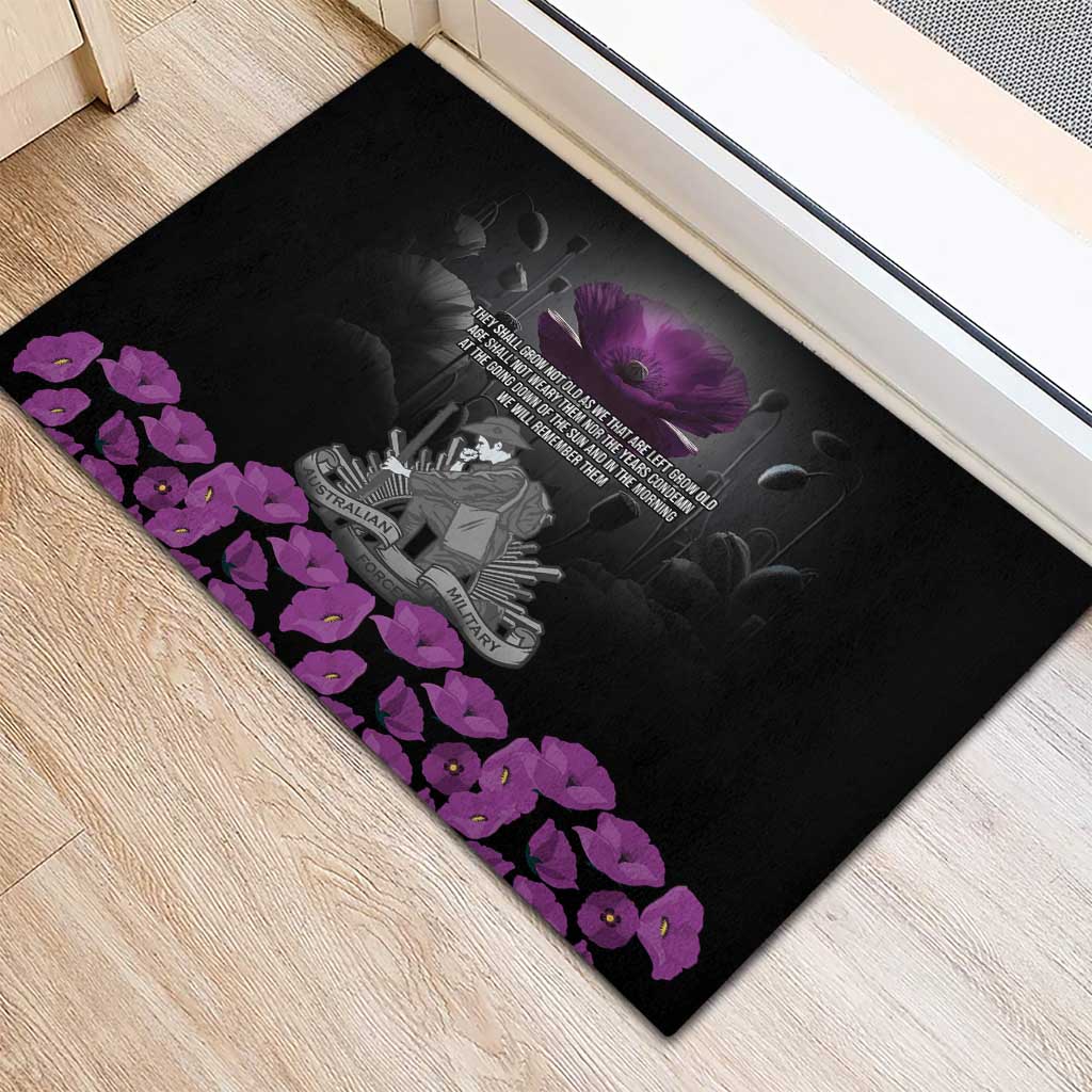 ANZAC Day Remembrance Rubber Doormat Purple Poppy We Will Remember Them LT9 - Polynesian Pride