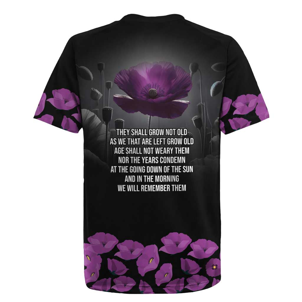 ANZAC Day Remembrance Rugby Jersey Purple Poppy We Will Remember Them LT9 - Polynesian Pride