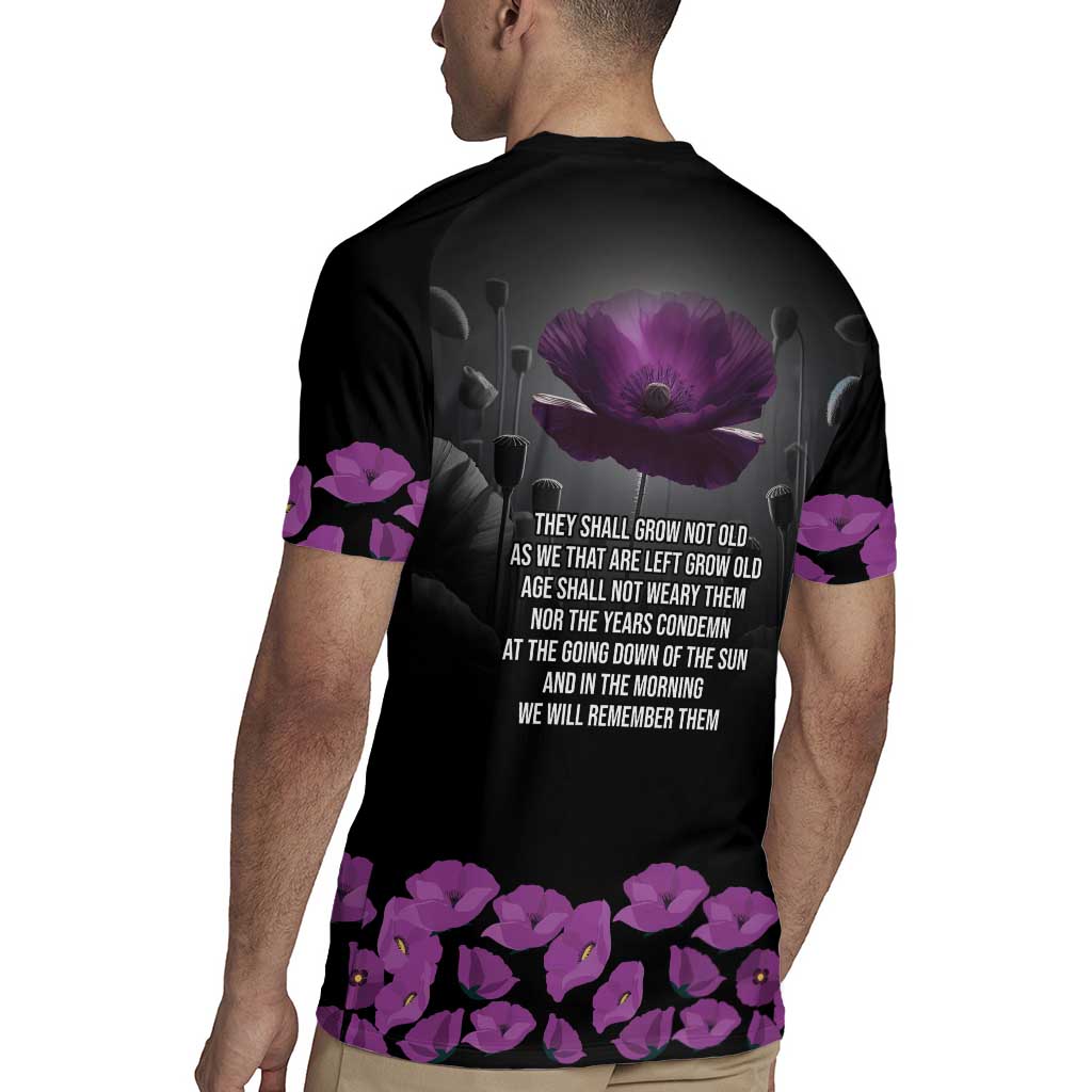 ANZAC Day Remembrance Rugby Jersey Purple Poppy We Will Remember Them LT9 - Polynesian Pride