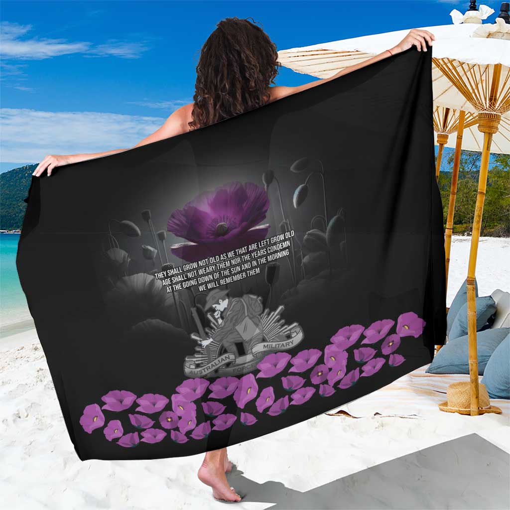 ANZAC Day Remembrance Sarong Purple Poppy We Will Remember Them LT9 One Size 44 x 66 inches Purple - Polynesian Pride