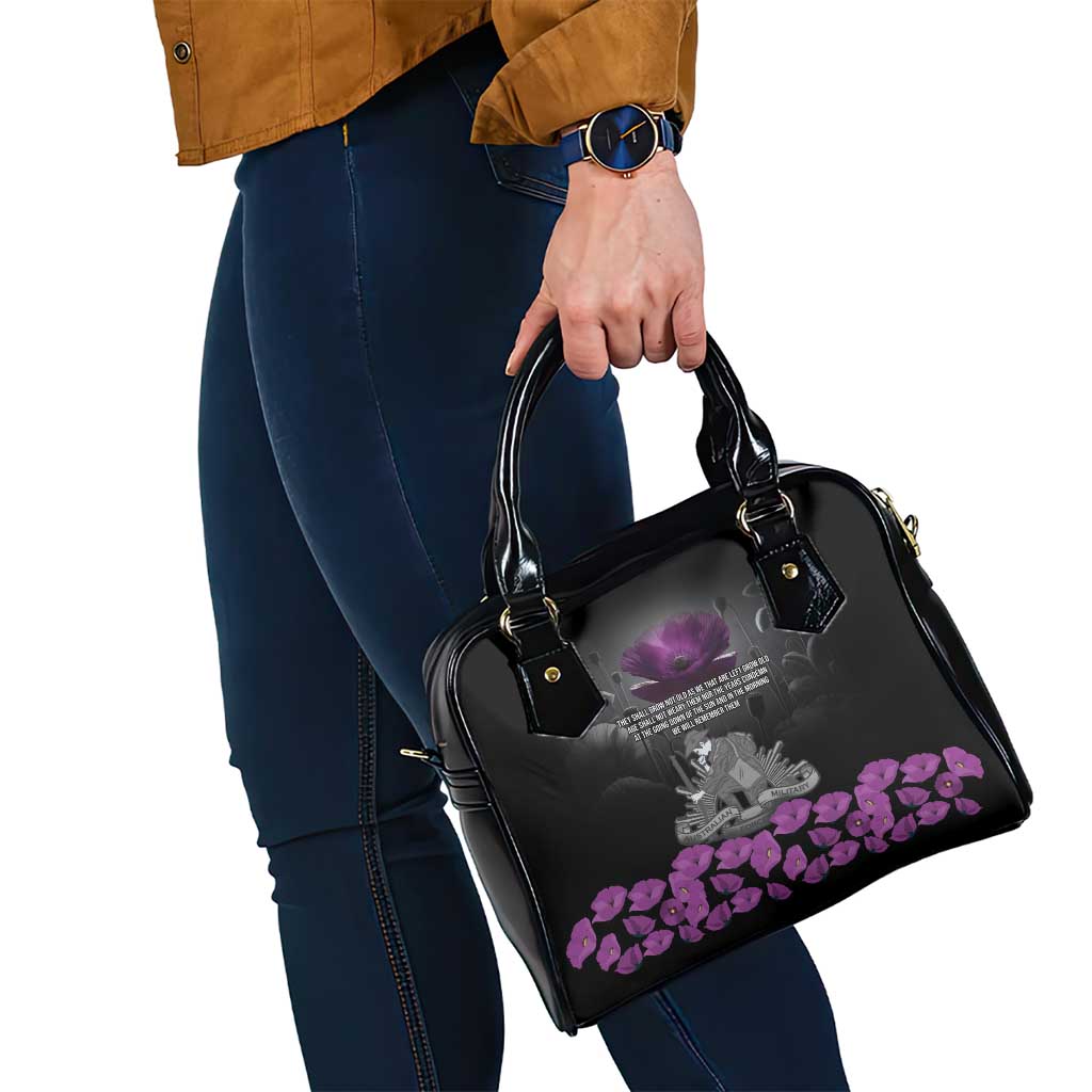 ANZAC Day Remembrance Shoulder Handbag Purple Poppy We Will Remember Them LT9 - Polynesian Pride