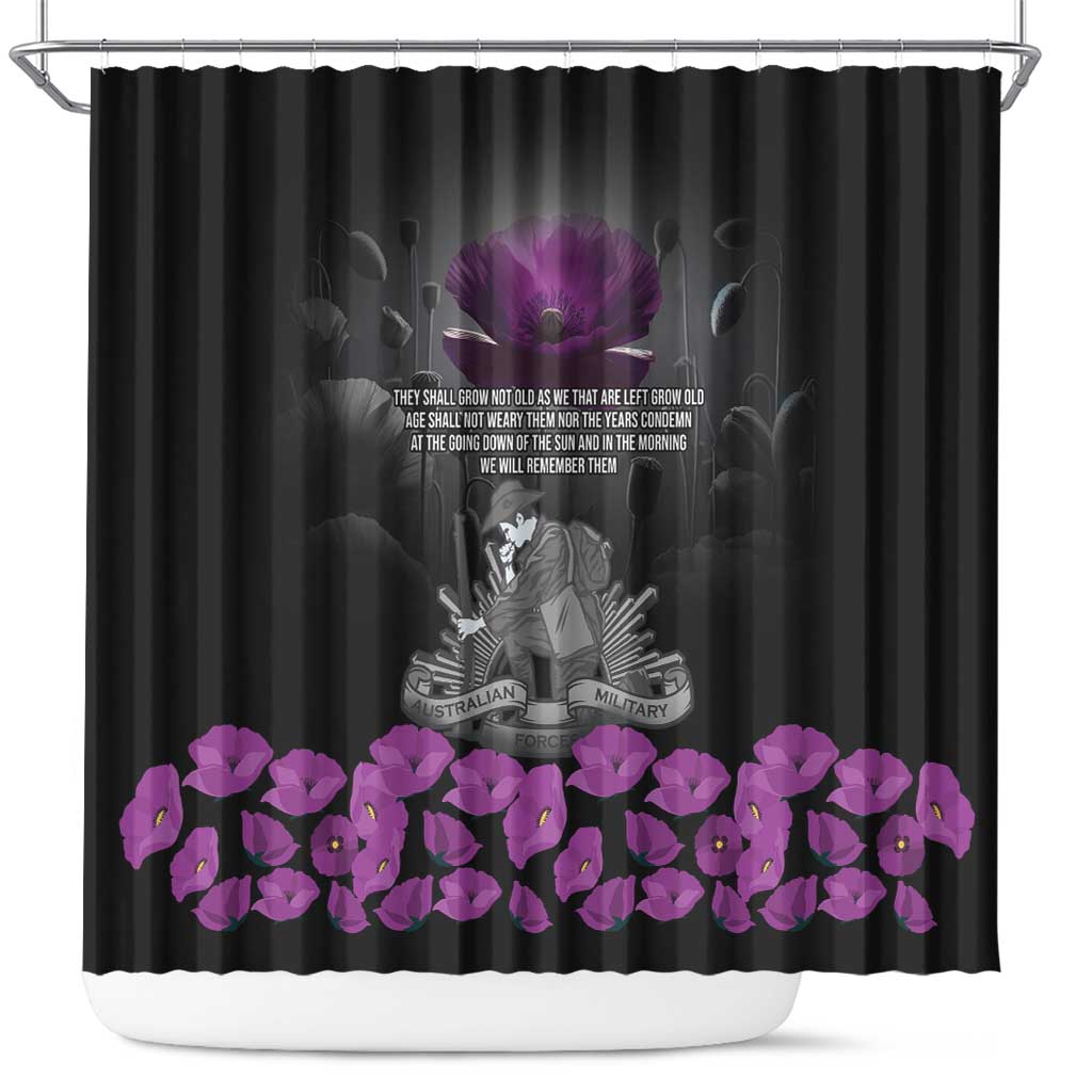 ANZAC Day Remembrance Shower Curtain Purple Poppy We Will Remember Them LT9 Purple - Polynesian Pride