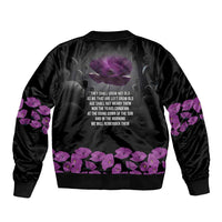 ANZAC Day Remembrance Sleeve Zip Bomber Jacket Purple Poppy We Will Remember Them LT9 - Polynesian Pride