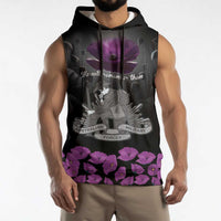 ANZAC Day Remembrance Sleeveless Hoodie Purple Poppy We Will Remember Them LT9 - Polynesian Pride
