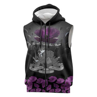 ANZAC Day Remembrance Sleeveless Zip Hoodie Purple Poppy We Will Remember Them LT9 Purple - Polynesian Pride