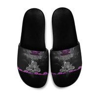 ANZAC Day Remembrance Slide Sandals Purple Poppy We Will Remember Them