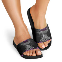 ANZAC Day Remembrance Slide Sandals Purple Poppy We Will Remember Them