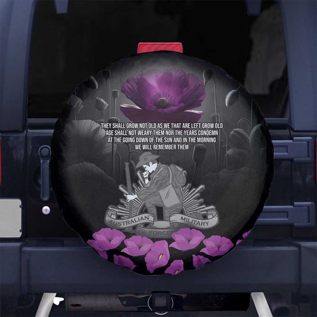ANZAC Day Remembrance Spare Tire Cover Purple Poppy We Will Remember Them LT9 No hole Purple - Polynesian Pride