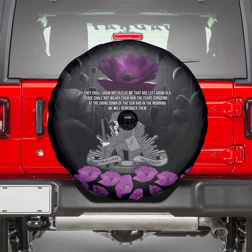 ANZAC Day Remembrance Spare Tire Cover Purple Poppy We Will Remember Them