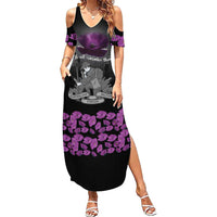 ANZAC Day Remembrance Summer Maxi Dress Purple Poppy We Will Remember Them LT9 Women Purple - Polynesian Pride