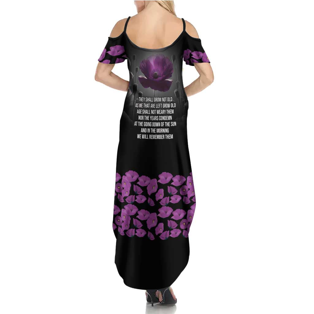 ANZAC Day Remembrance Summer Maxi Dress Purple Poppy We Will Remember Them LT9 - Polynesian Pride