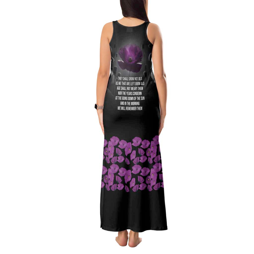 ANZAC Day Remembrance Tank Maxi Dress Purple Poppy We Will Remember Them LT9 - Polynesian Pride