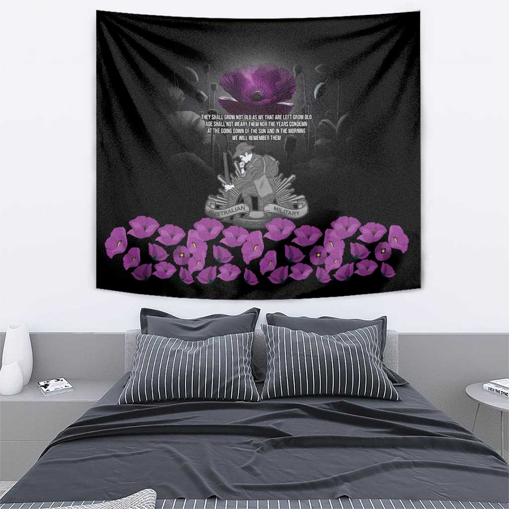 ANZAC Day Remembrance Tapestry Purple Poppy We Will Remember Them LT9 - Polynesian Pride