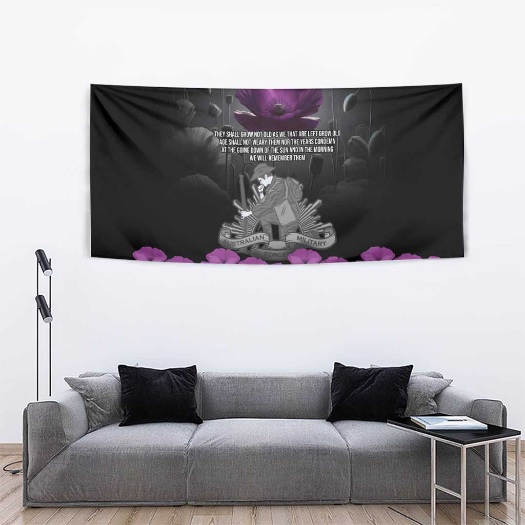 ANZAC Day Remembrance Tapestry Purple Poppy We Will Remember Them LT9 - Polynesian Pride