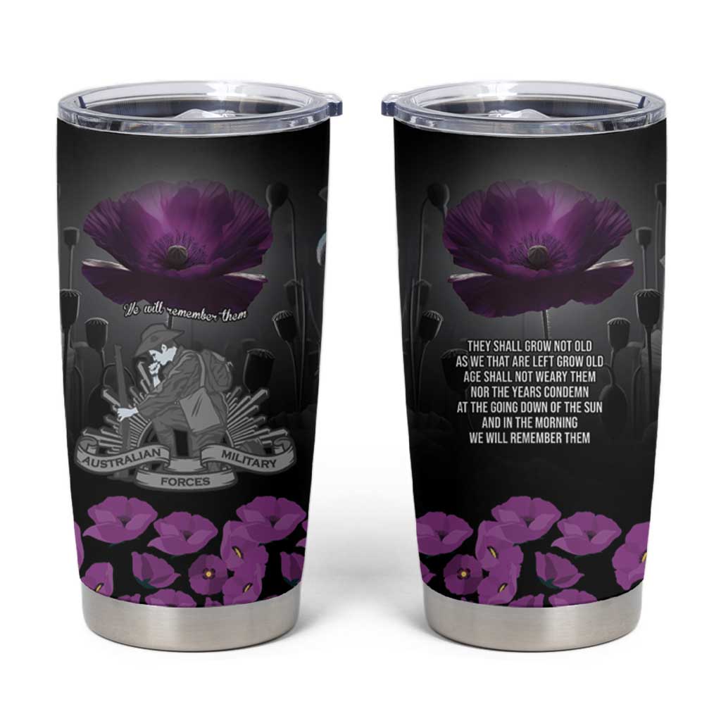 ANZAC Day Remembrance Tumbler Cup Purple Poppy We Will Remember Them LT9 Purple - Polynesian Pride