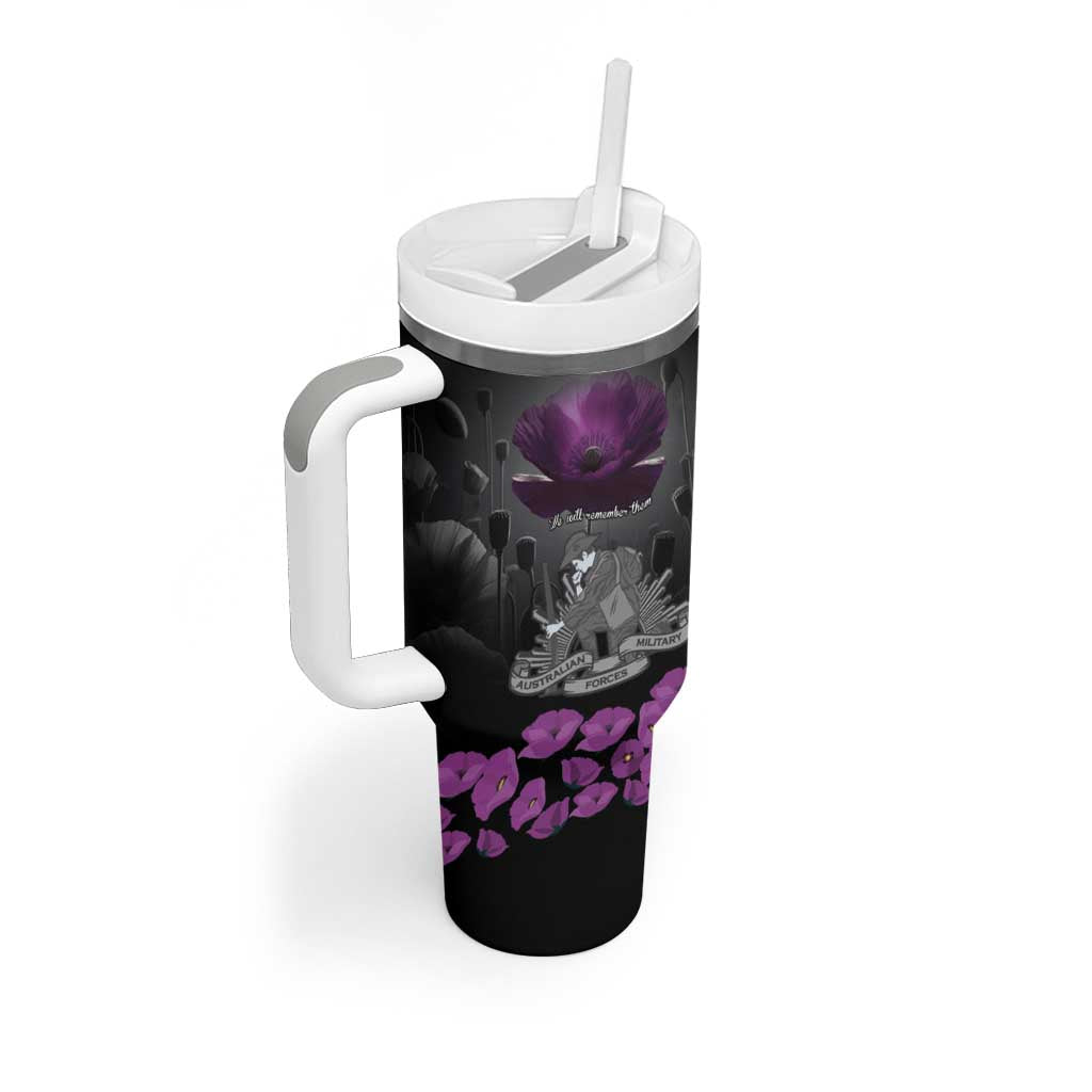ANZAC Day Remembrance Tumbler With Handle Purple Poppy We Will Remember Them LT9 - Polynesian Pride