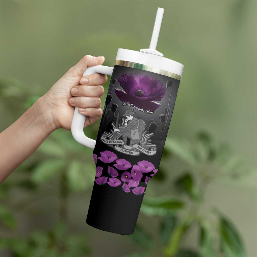 ANZAC Day Remembrance Tumbler With Handle Purple Poppy We Will Remember Them LT9 - Polynesian Pride