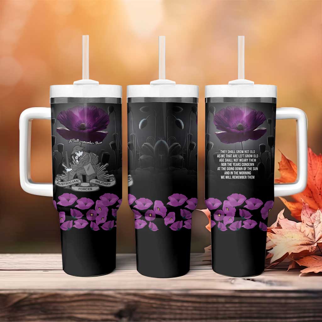 ANZAC Day Remembrance Tumbler With Handle Purple Poppy We Will Remember Them LT9 - Polynesian Pride