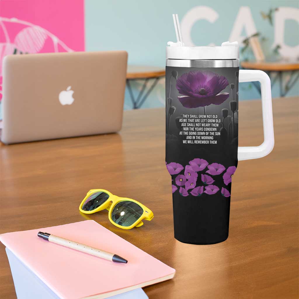 ANZAC Day Remembrance Tumbler With Handle Purple Poppy We Will Remember Them LT9 - Polynesian Pride