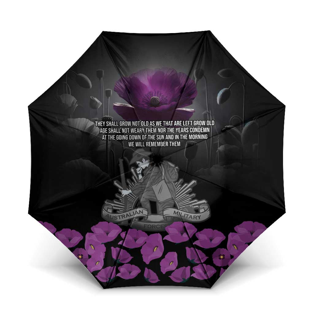 ANZAC Day Remembrance Umbrella Purple Poppy We Will Remember Them
