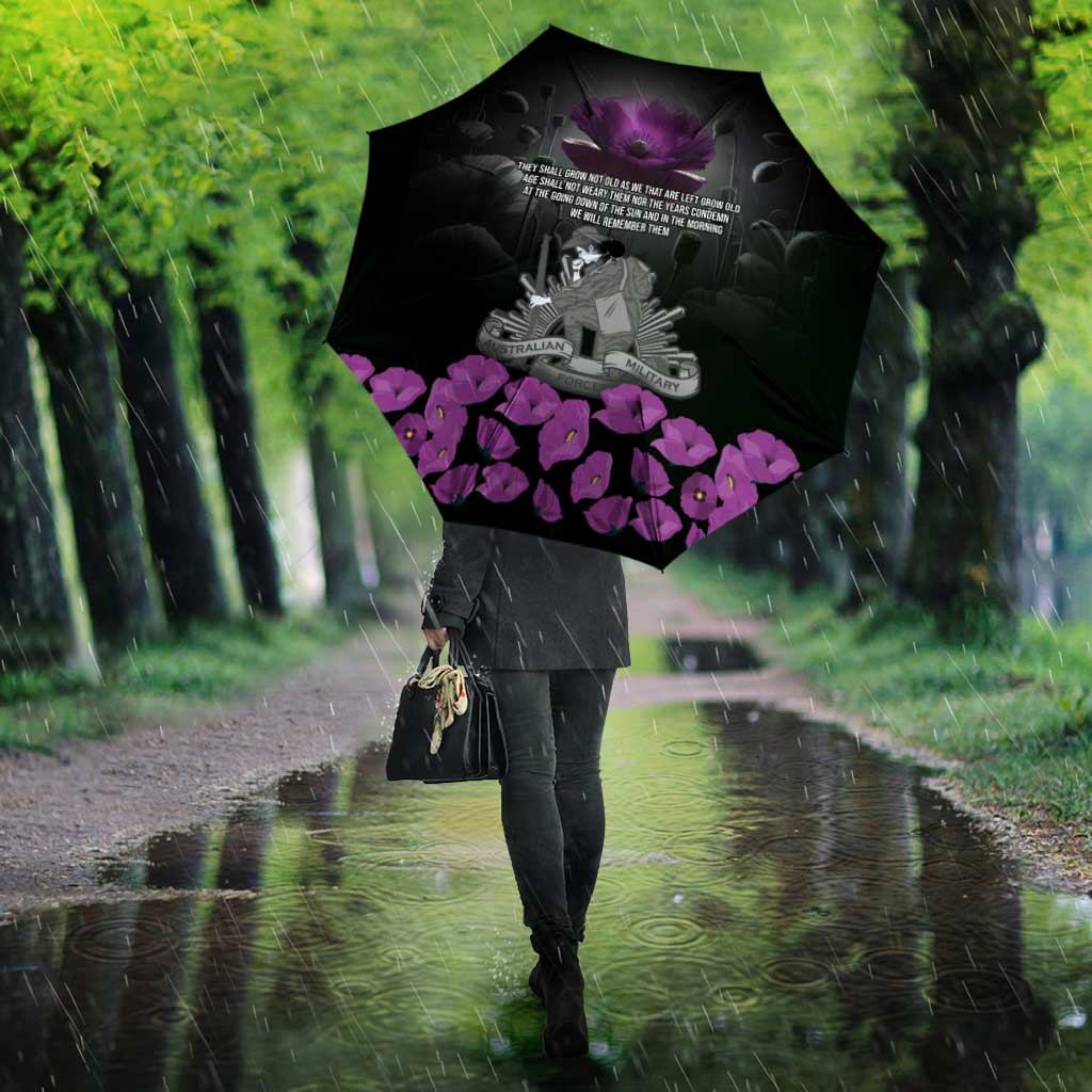 ANZAC Day Remembrance Umbrella Purple Poppy We Will Remember Them