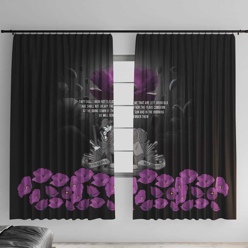 ANZAC Day Remembrance Window Curtain Purple Poppy We Will Remember Them LT9 With Hooks Purple - Polynesian Pride