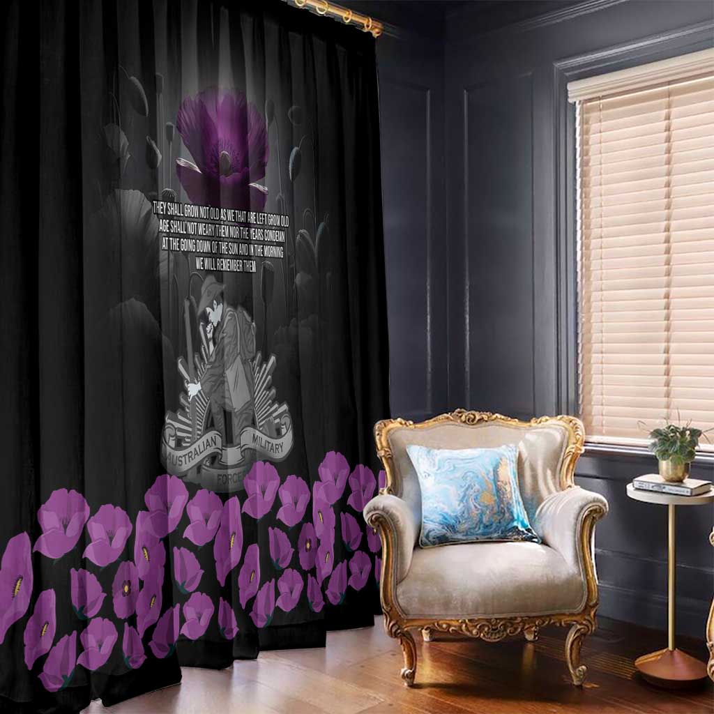 ANZAC Day Remembrance Window Curtain Purple Poppy We Will Remember Them LT9 - Polynesian Pride