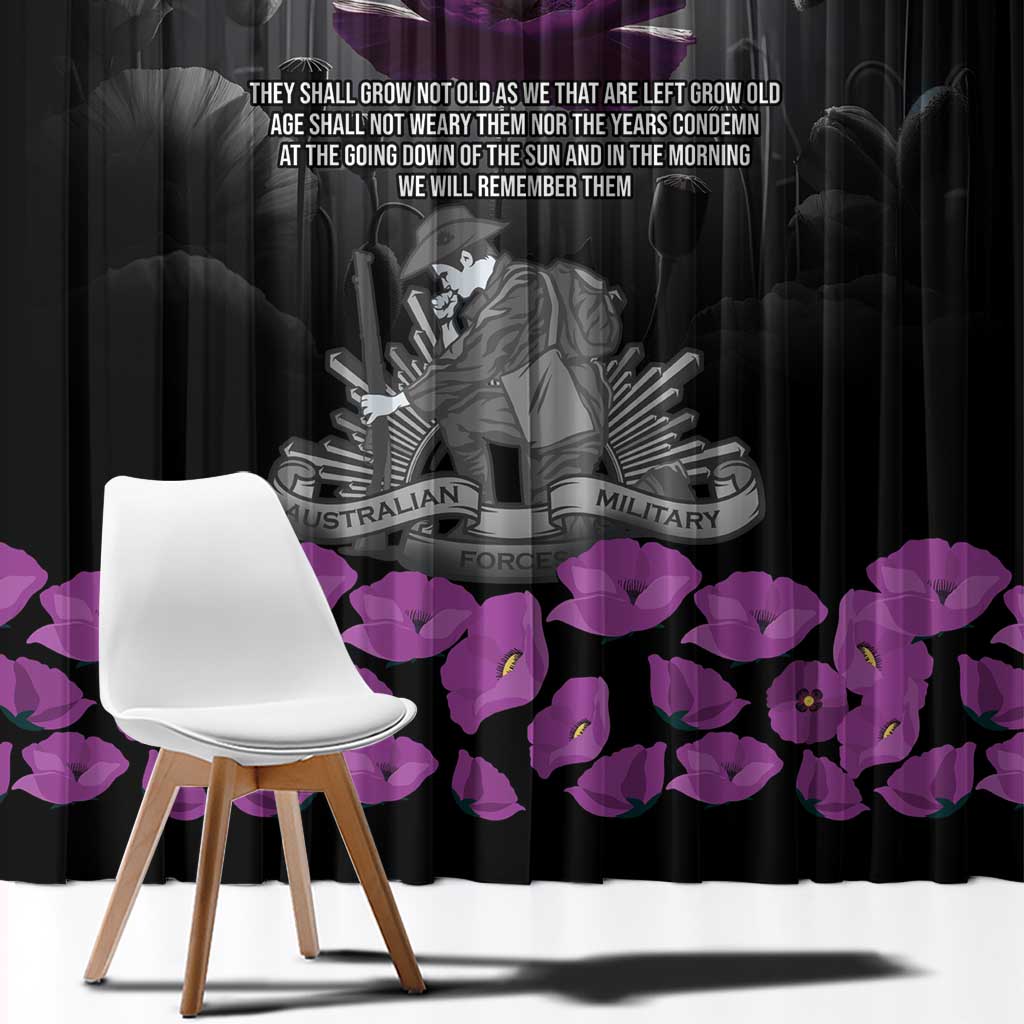 ANZAC Day Remembrance Window Curtain Purple Poppy We Will Remember Them LT9 - Polynesian Pride