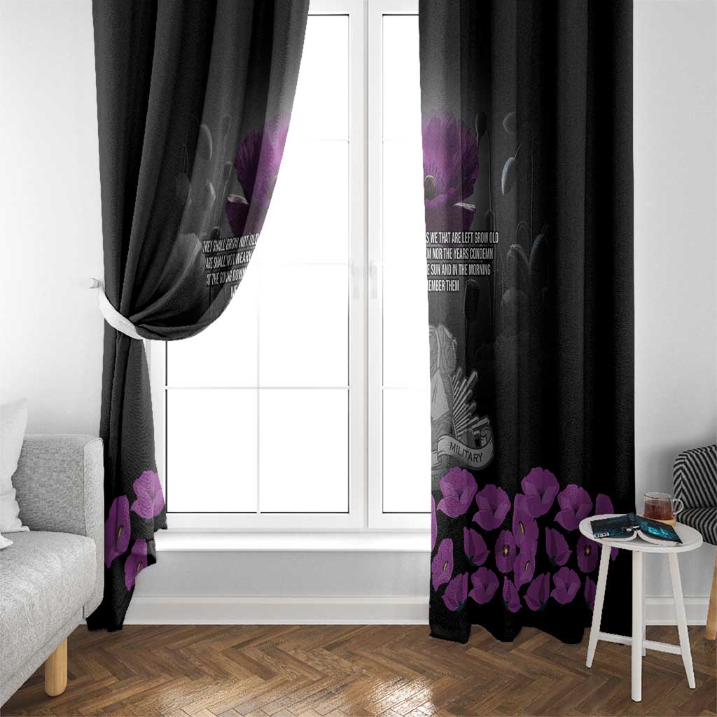 ANZAC Day Remembrance Window Curtain Purple Poppy We Will Remember Them LT9 - Polynesian Pride