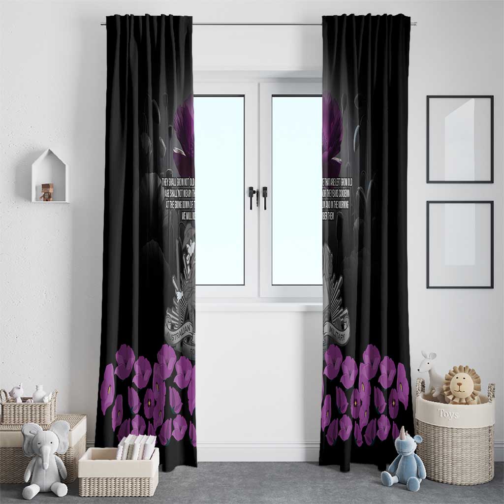 ANZAC Day Remembrance Window Curtain Purple Poppy We Will Remember Them LT9 - Polynesian Pride